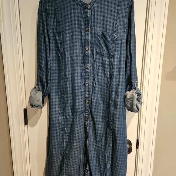 Size Large Chambray Checkered J.Jill Dress - Picture 2 of 2